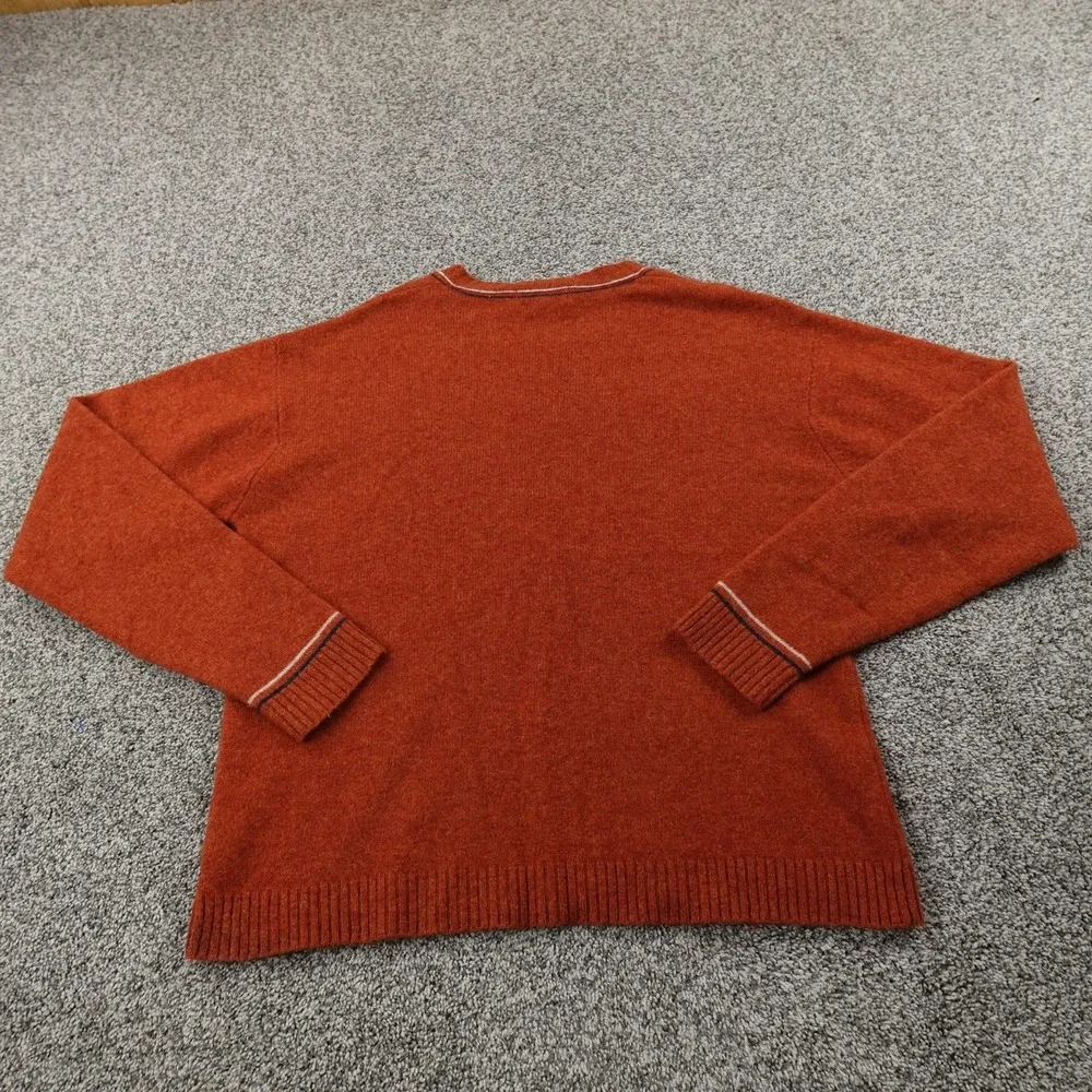 VTG Old Navy Sweater Mens L Orange Lambswool V Neck Knit Pullover 90s Y2K‎